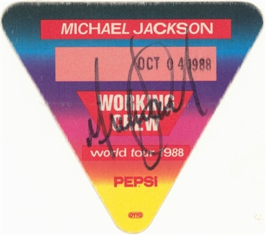 Michael Jackson Signed World Tour Backstage Pass Oct 04, 1988 (Beckett)